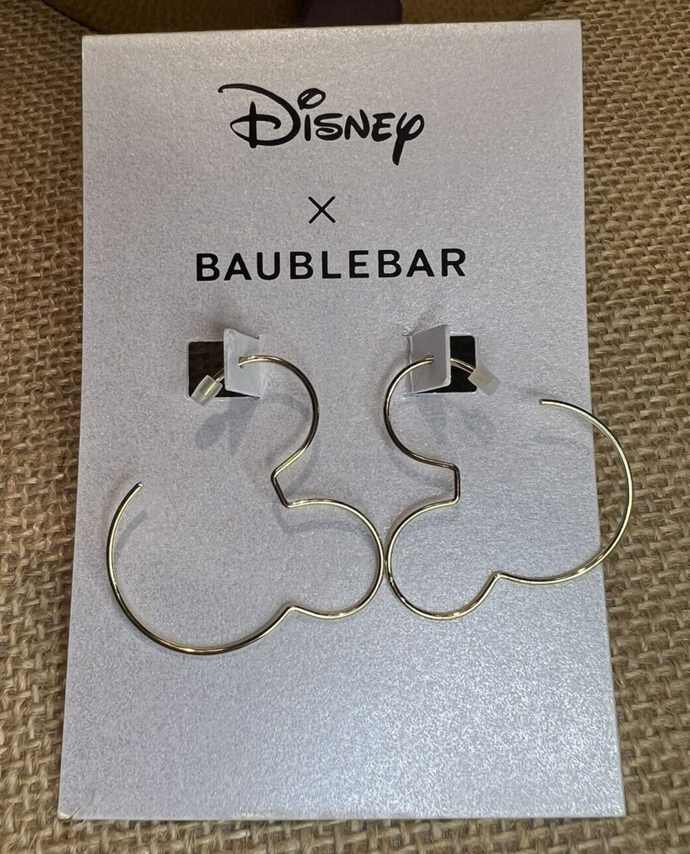 Disney Baublebar MICKEY MOUSE Gold Tone Hoop Earrings- Brand New
